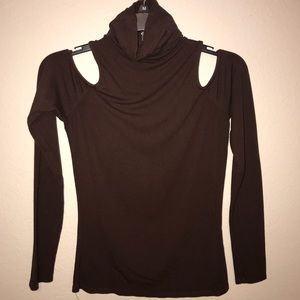 Caché cut out shoulder turtleneck